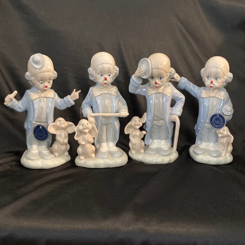 Quartet of Porcelain Clown Figurines